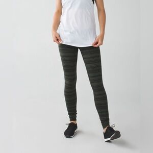 Lululemon Wunder Under Pant III Cyber Stripe Gator Green Black size 6